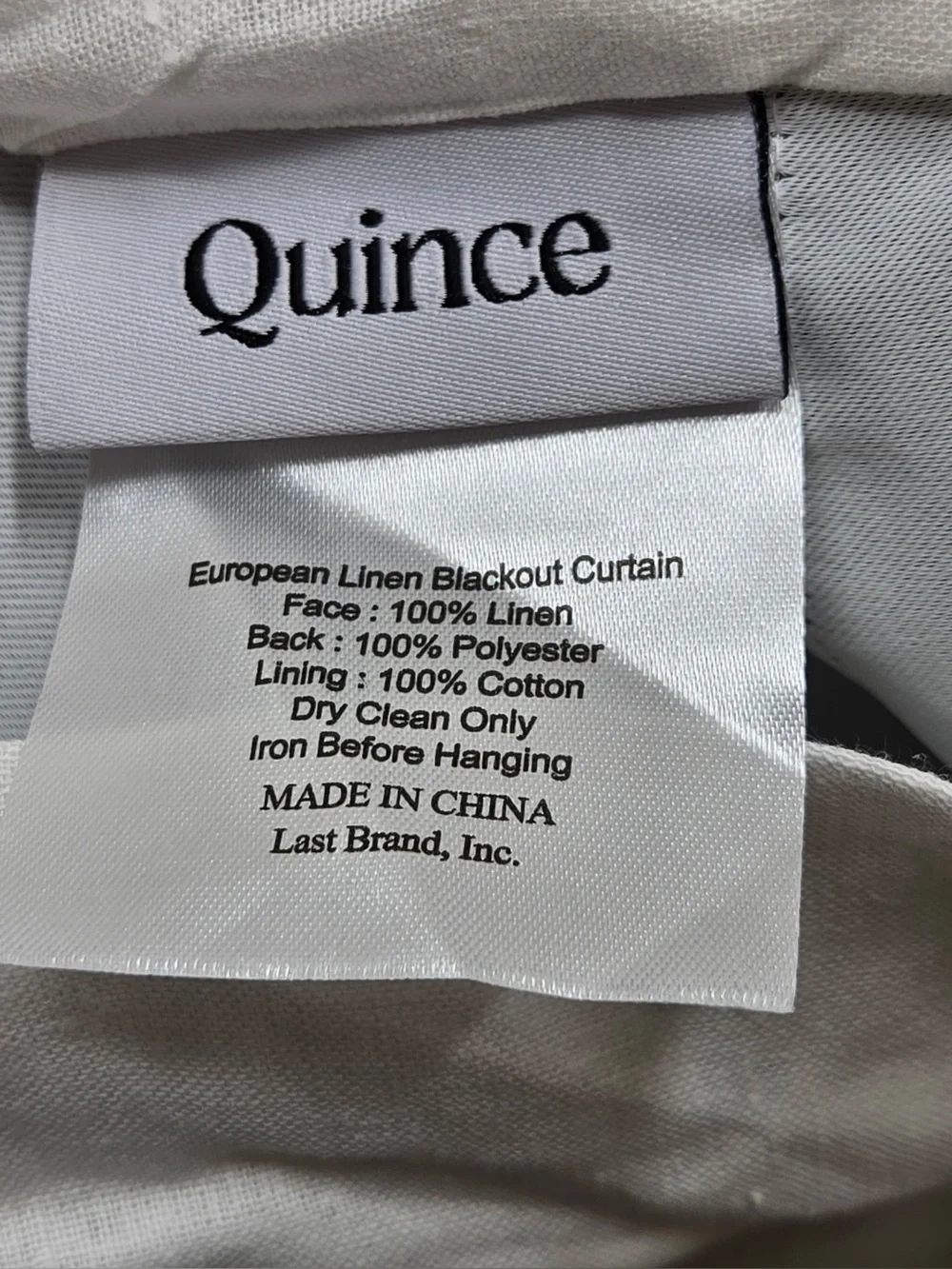 QUINCE Set Of 2 48x96 European Linen True Blackout Curtains White 0462
